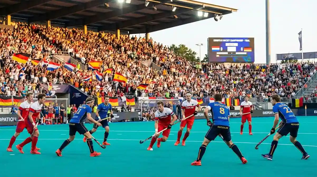 Europees kampioenschap hockey met nationale teams in actie