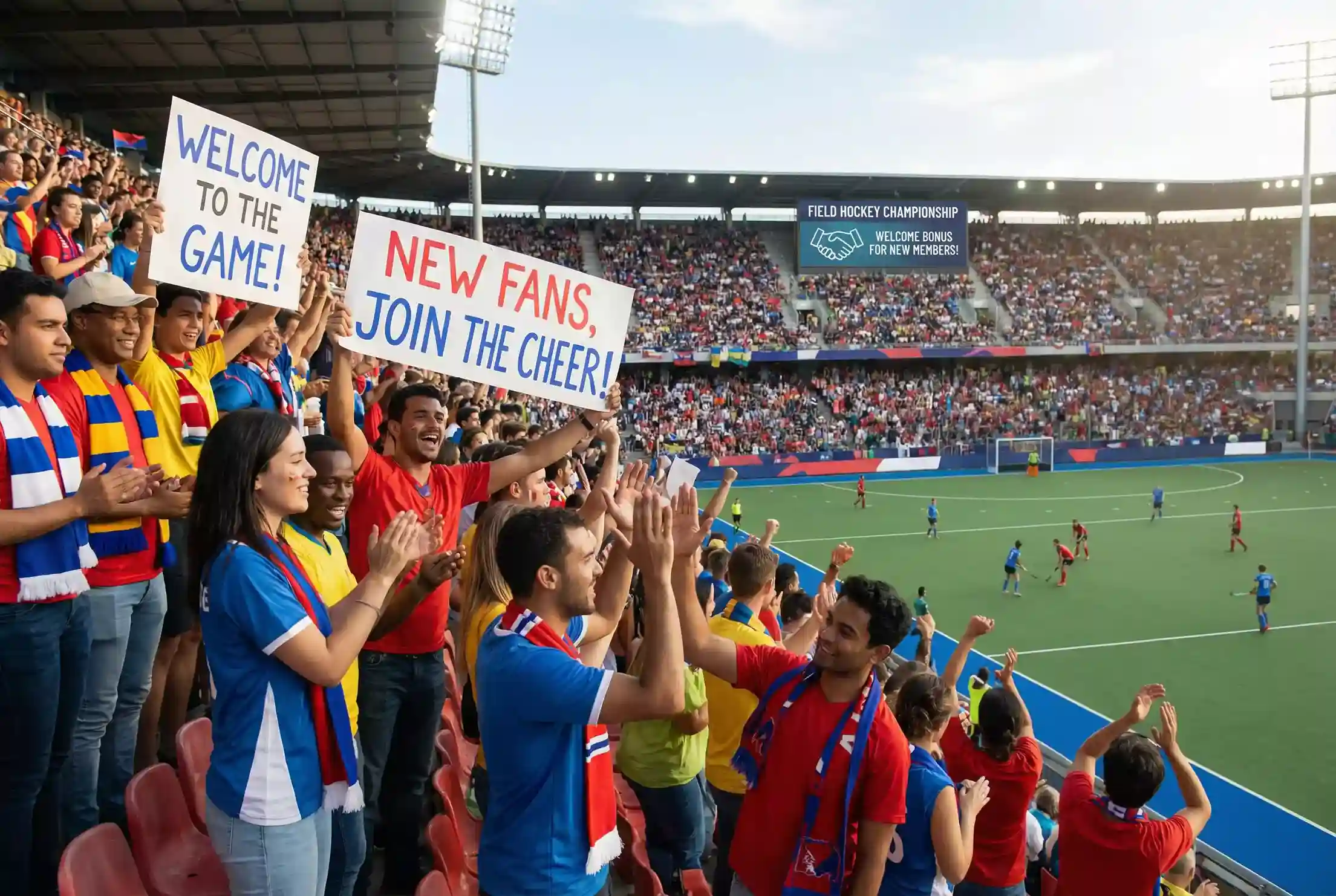 Enthousiaste hockeyfans tijdens een wedstrijd in het stadion