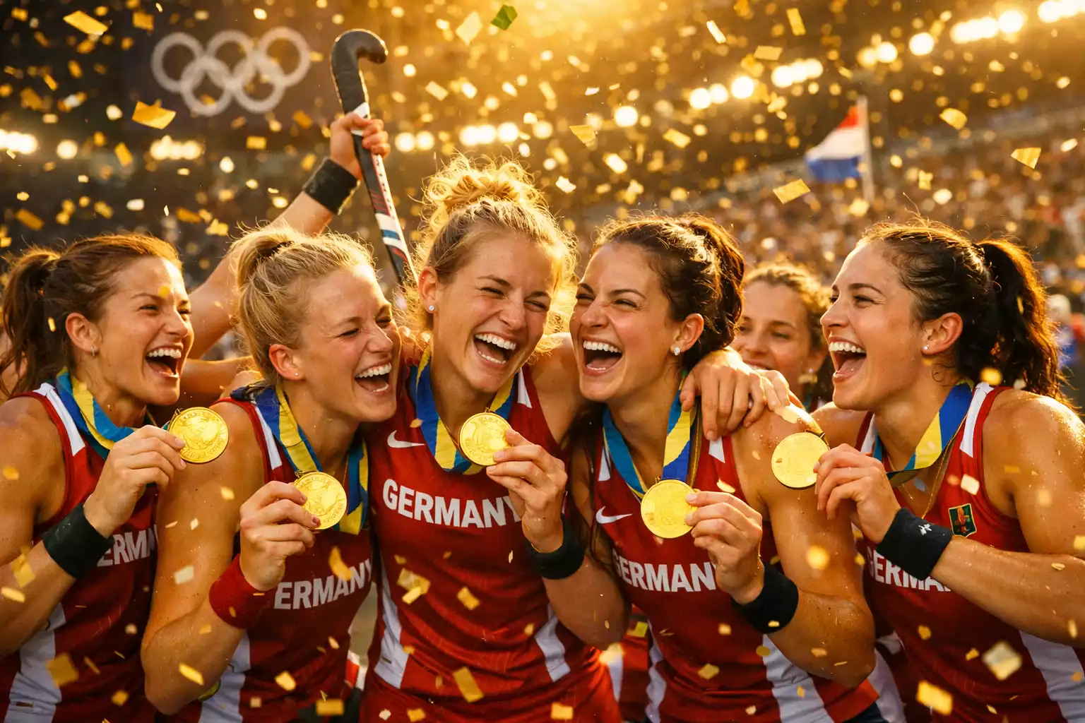 Hockeyteam viert olympische overwinning met gouden medailles