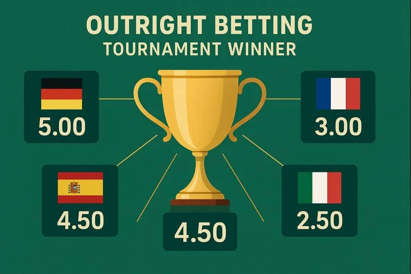 Outright weddenschap concept met trofee en toernooiwinnaar odds