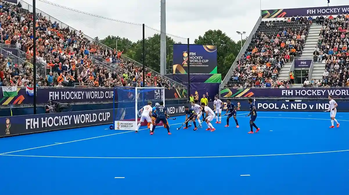 Hockeyteams tijdens de groepsfase van het wereldkampioenschap